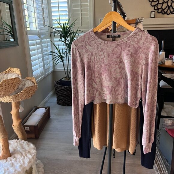 EleVen by Venus Williams Top Womens Size Small Purple and Gray Marbled Cropped - Picture 15 of 15